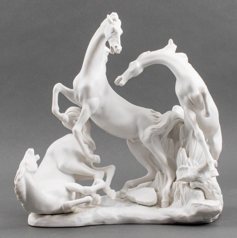 Lladro 'Horse Group' White Porcelain Sculpture (1 of 10)