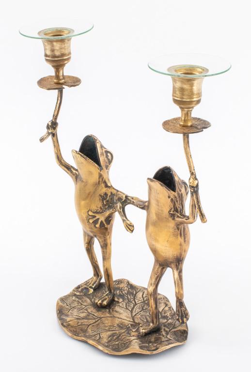 Whimsical Gilt Brass Dancing Frogs Candelabra (1 of 12)