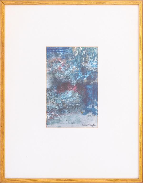 Sidnee Livingston 'Blue Abstraction' Mixed Media (1 of 7)