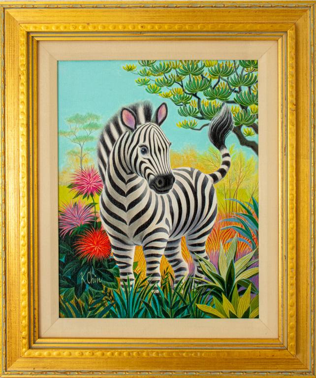 Chin Jungle Landscape With Zebra Acrylic on Board (1 of 11)
