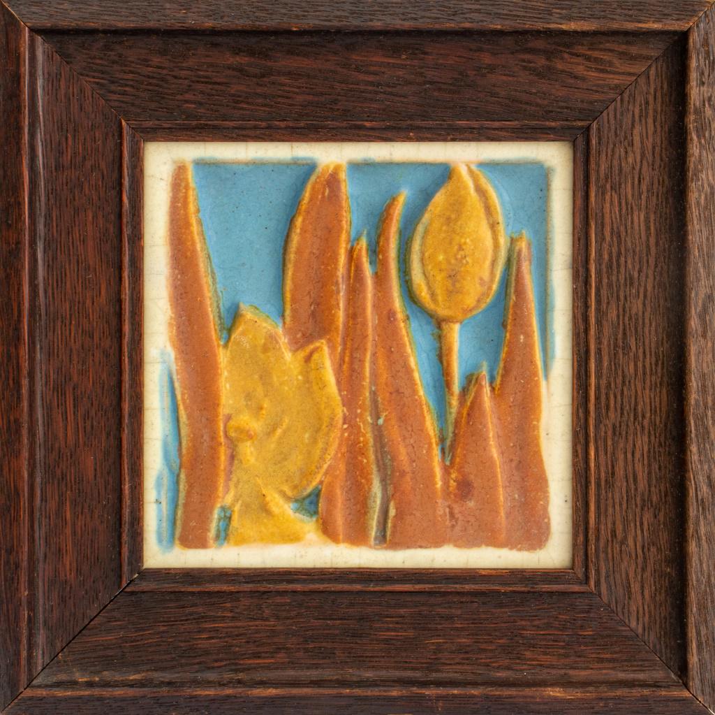 Art Nouveau Rookwood Pottery Tulip Faience Tile (1 of 7)