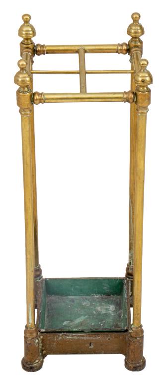 Square Brass Umbrella Stand / Cane Rack Holder (1 of 5)