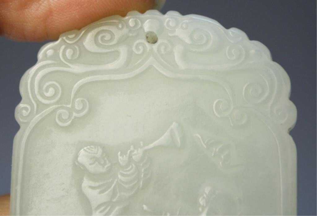 Chinese Carved Jade Pendant with Musicians - 8