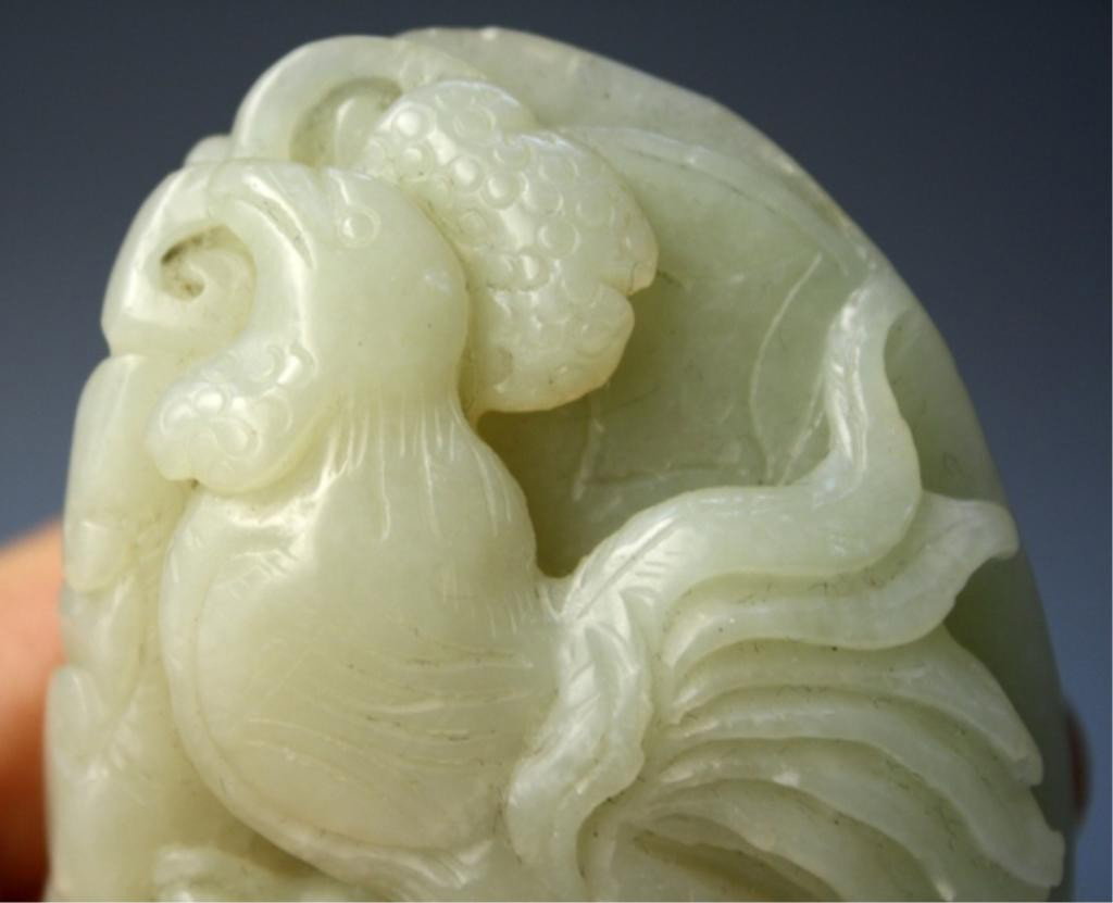 Chinese Jade Carving of Rooster and Mushrooms - 10