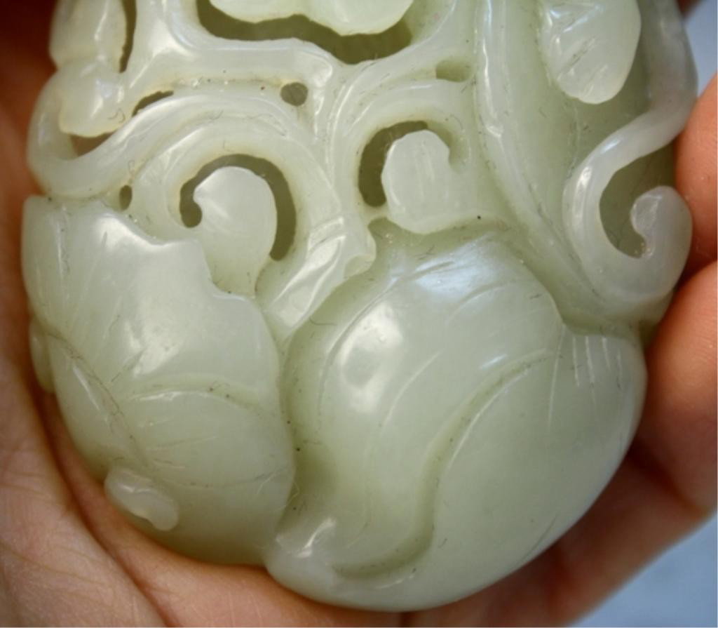 Chinese Jade Carving w/ Openwork & Monkey - 9