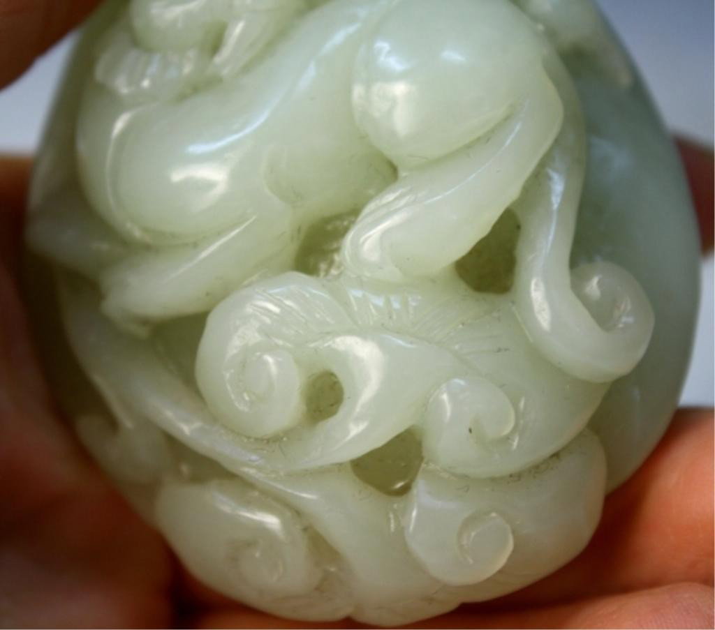 Chinese Jade Carving of Creature & Mushrooms - 3