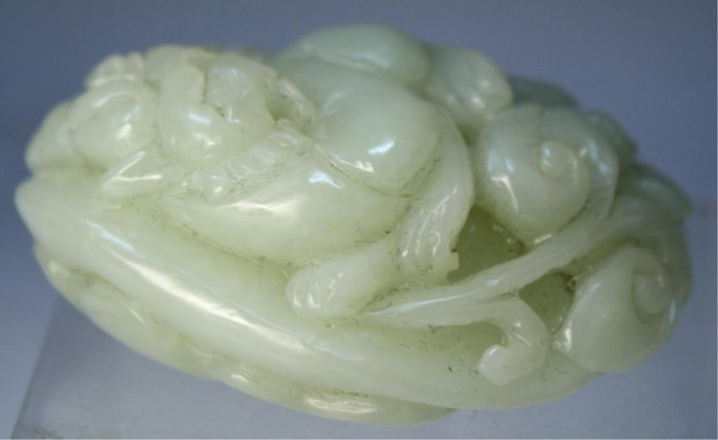 Chinese Jade Carving of Creature & Mushrooms - 7