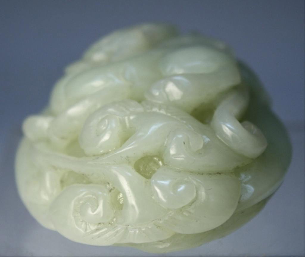 Chinese Jade Carving of Creature & Mushrooms - 8