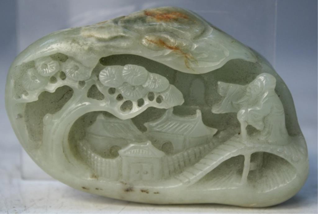 Chinese Jade Landscape Carving with Elder