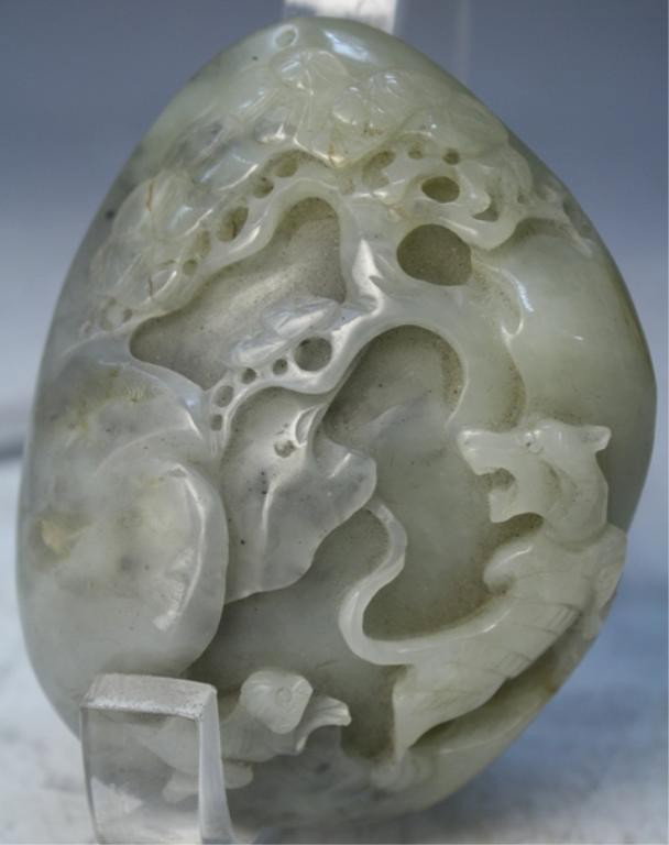 Chinese Jade Landscape Carving with Beasts