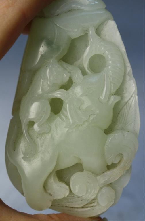 Chinese Jade Carving of Elephant & Monkey - 9