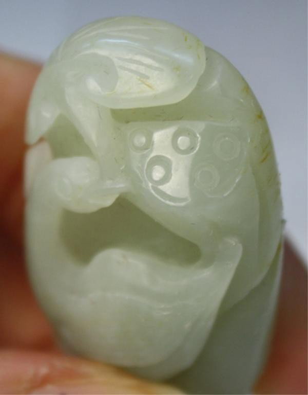 Chinese Small Jade Carving of Bird & Mushrooms - 7