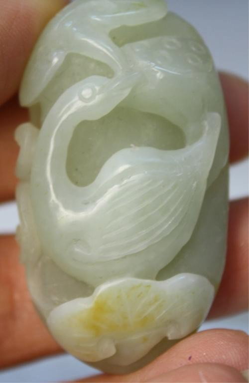 Chinese Small Jade Carving of Bird & Mushrooms - 8