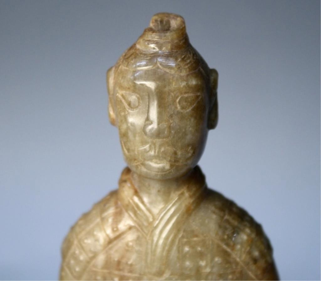 Chinese Carved Jade Soldier Figure - 7