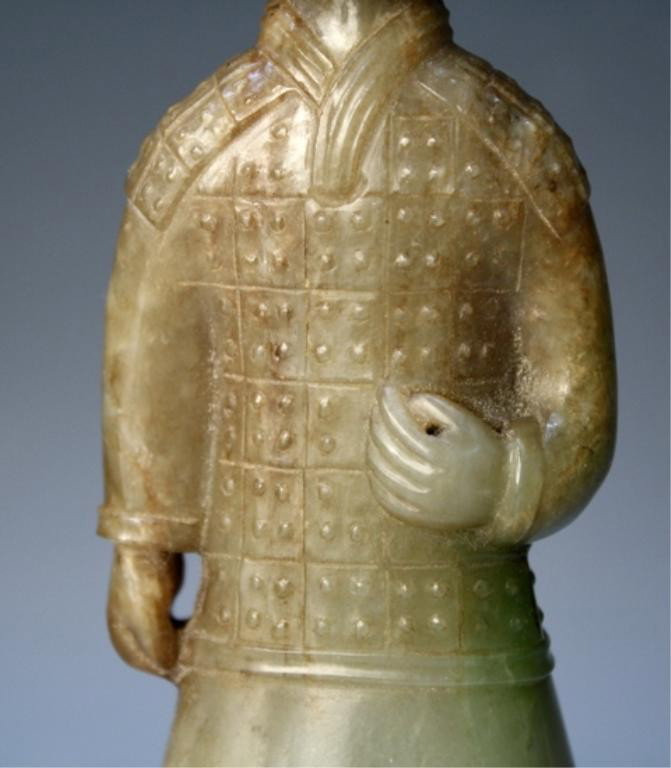 Chinese Carved Jade Soldier Figure - 8