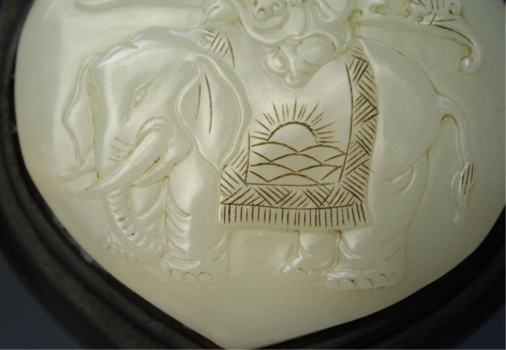 Chinese Zitan Ruyi Scepter with White Jade Inlay - 10