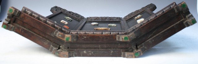 Chinese Zitan Screen w/ Jade, Ivory & Agate Inlays - 10