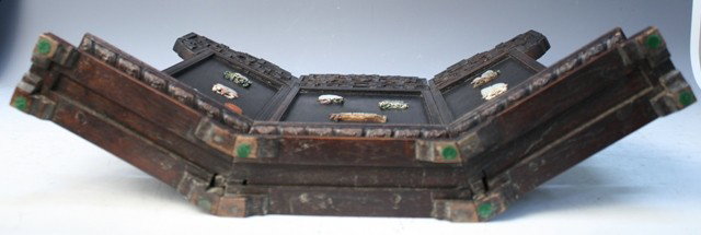 Chinese Zitan Screen w/ Jade, Ivory & Agate Inlays - 9