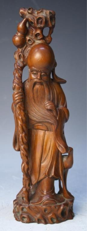 Chinese Carved Boxwood God of Longevity