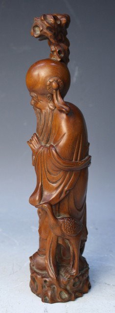 Chinese Carved Boxwood God of Longevity - 2
