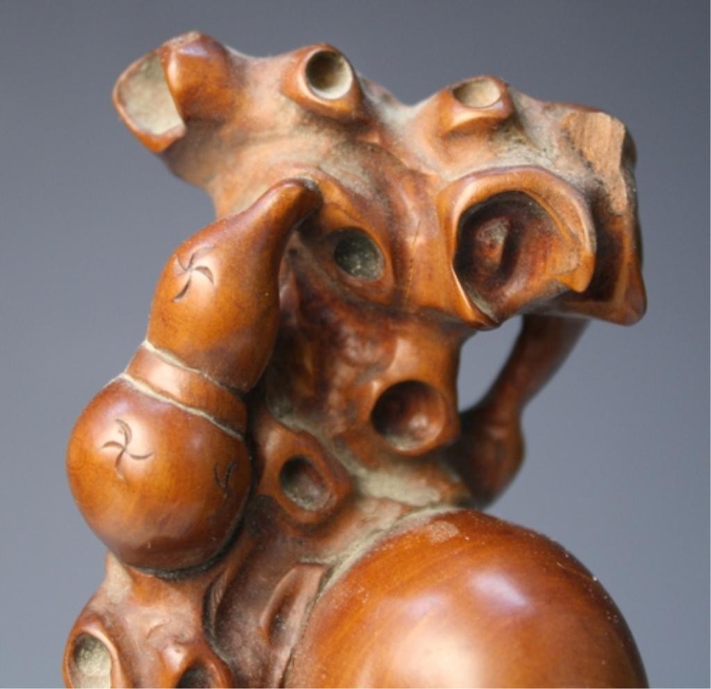 Chinese Carved Boxwood God of Longevity - 7