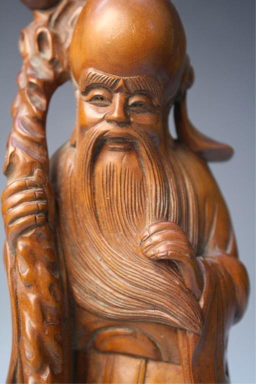 Chinese Carved Boxwood God of Longevity - 8