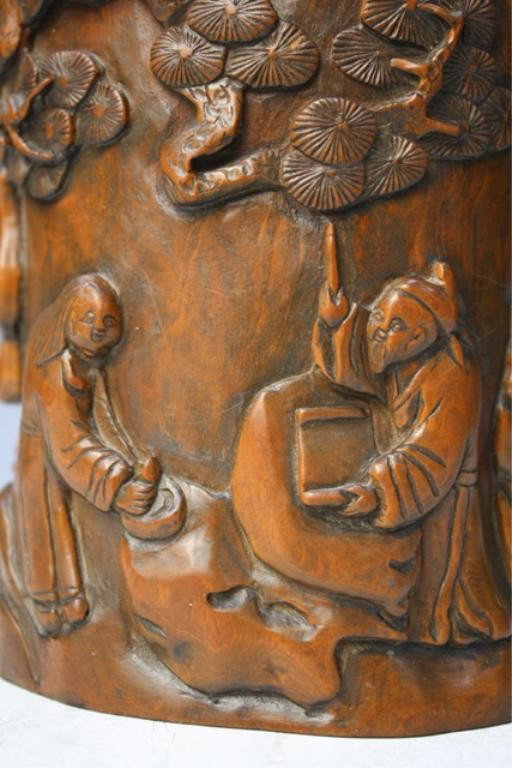 Chinese Carved Boxwood Brushpot - 10