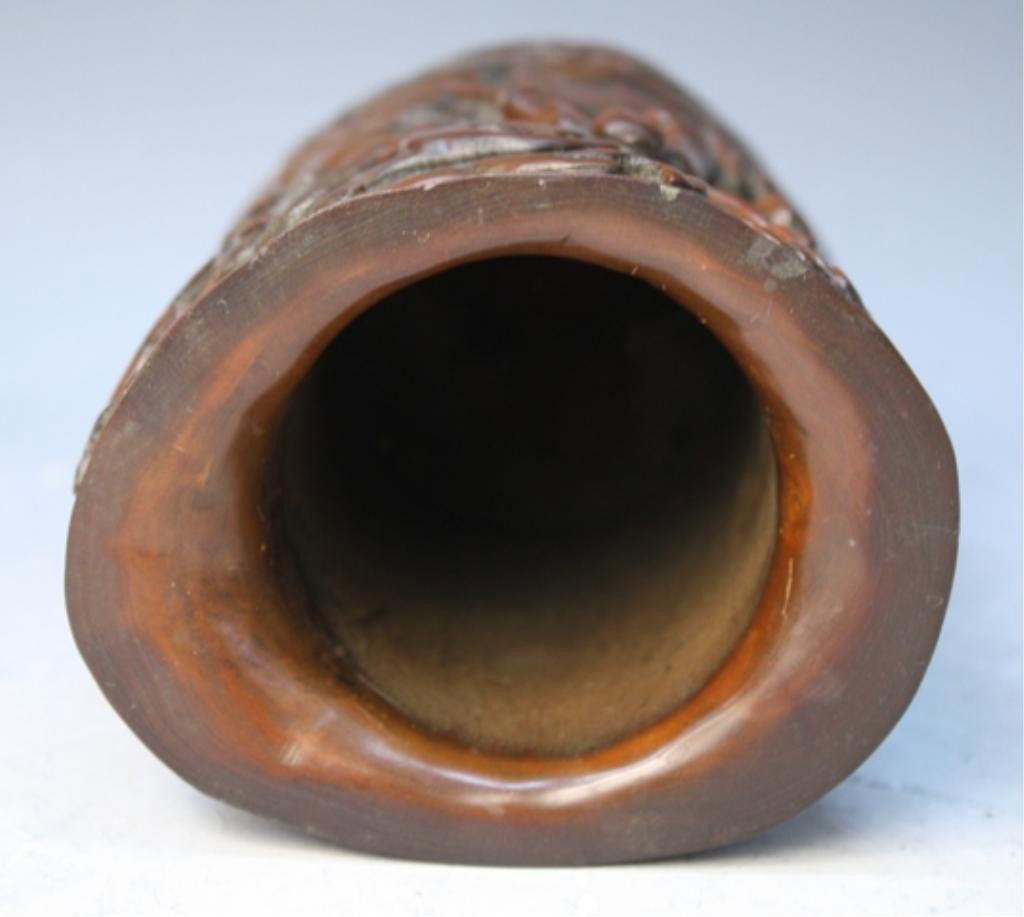 Chinese Carved Boxwood Brushpot - 5