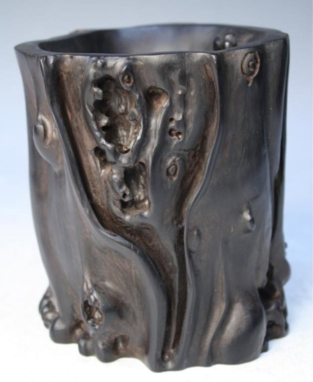 Chinese Carved Zitan Brushpot