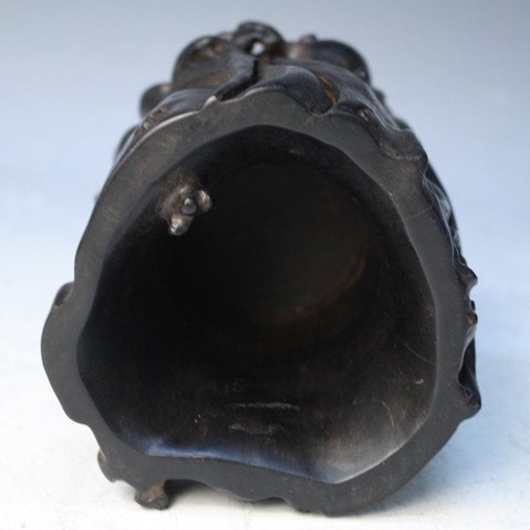 Chinese Carved Zitan Brushpot - 6