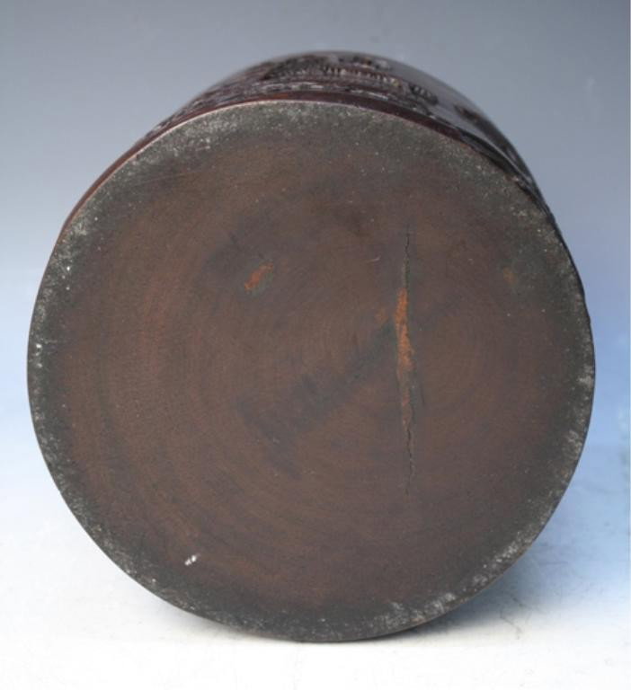 Chinese Carved Wood Brushpot w/ Figural Landscape - 6
