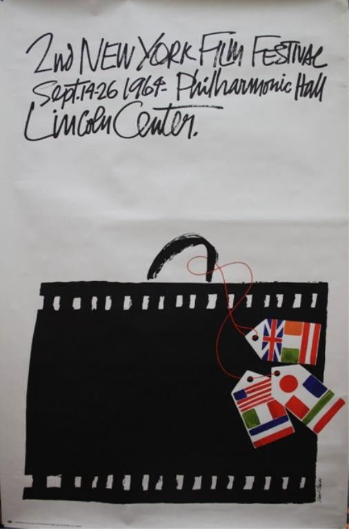 2nd NY Film Festival Poster 1964 by Saul Bass: Poster for the 2nd New York Film Festival held at Philharmonic Hall, Lincoln Center, September 14-26, 1964, designed by noted graphic artist and filmmaker Saul Bass (American, 1920-1996), paper; marke