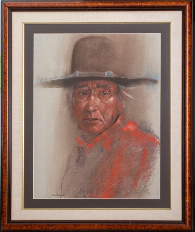 Clifford Beck "Navajo Man" Pastel on Paper, 1980 (1 of 9)