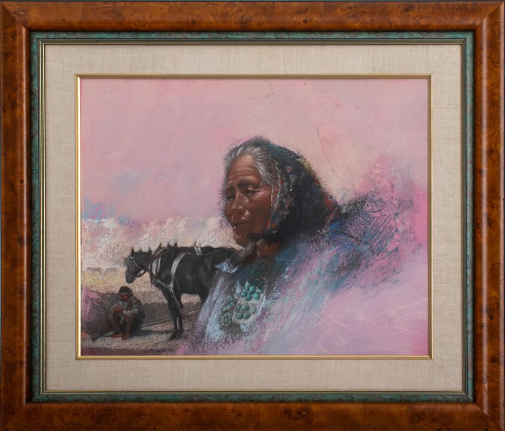 Clifford Beck "Navajo Woman" Mixed Media on Paper (1 of 9)