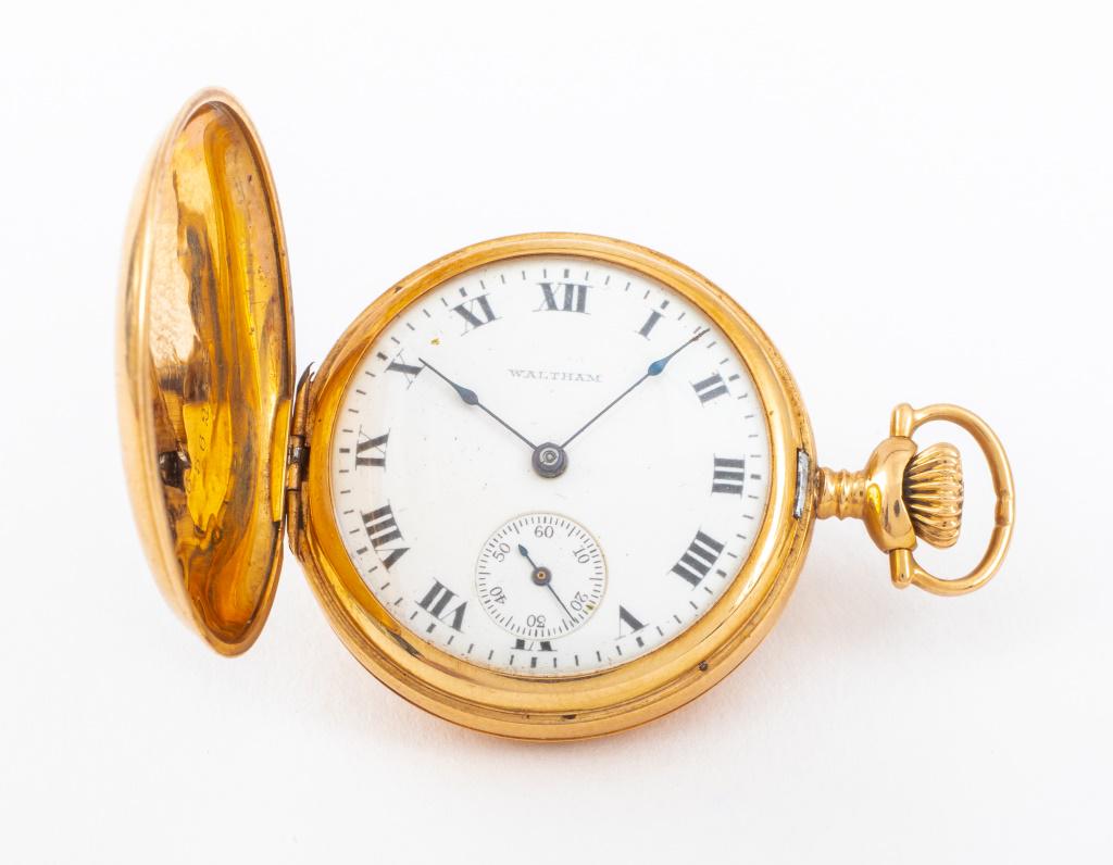 Waltham 14K Yellow Gold Hunter Case Pocket Watch (1 of 8)