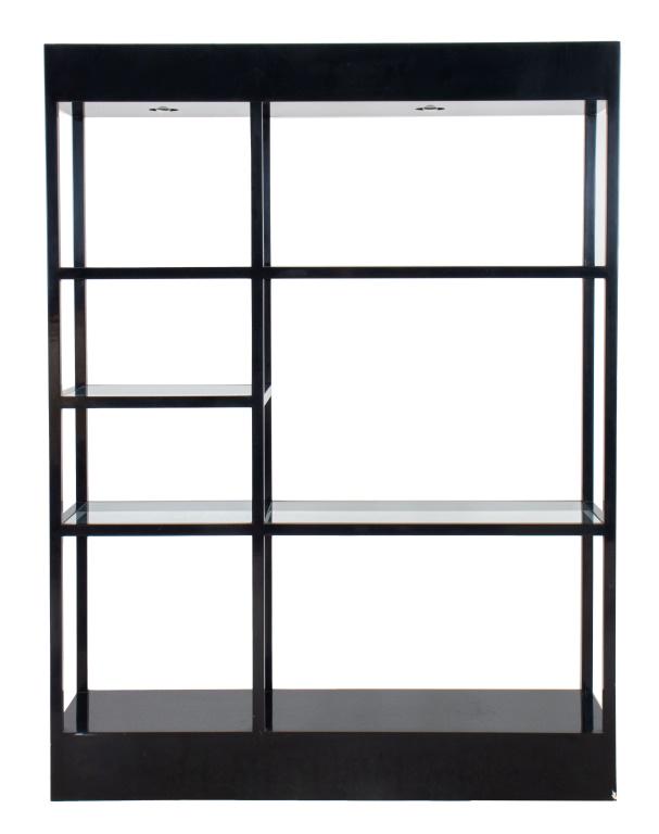 Postmodern Black Lacquer Etagere Bookcase, 1980s (1 of 8)