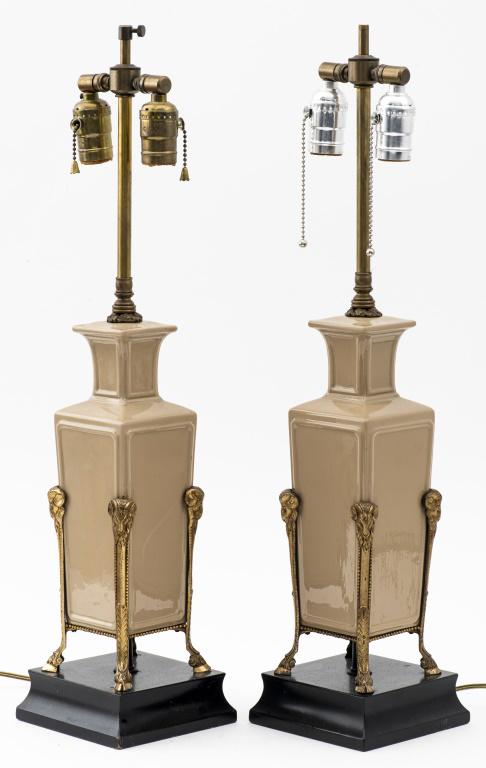 Neoclassical Revival Ceramic Table Lamps, Pr (1 of 8)