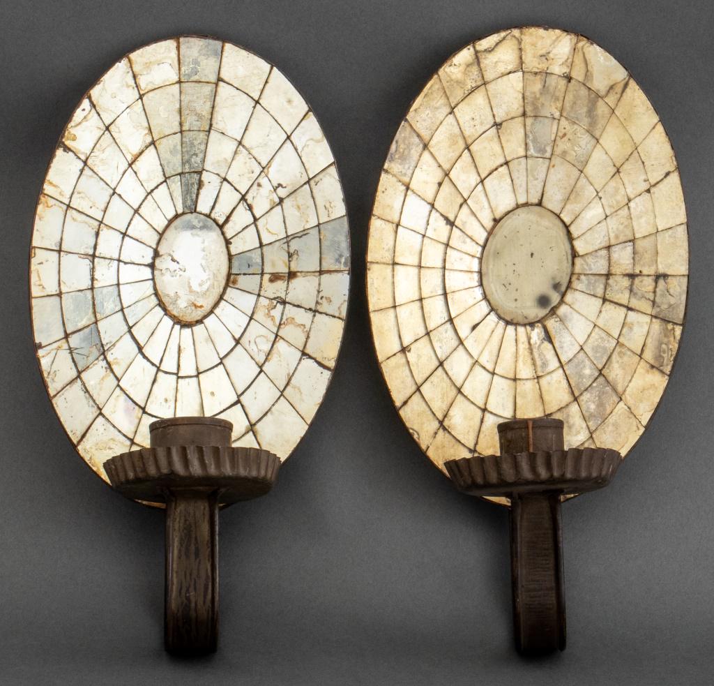 American Mosaic Glass Wall Candle Sconces, Pair (1 of 8)