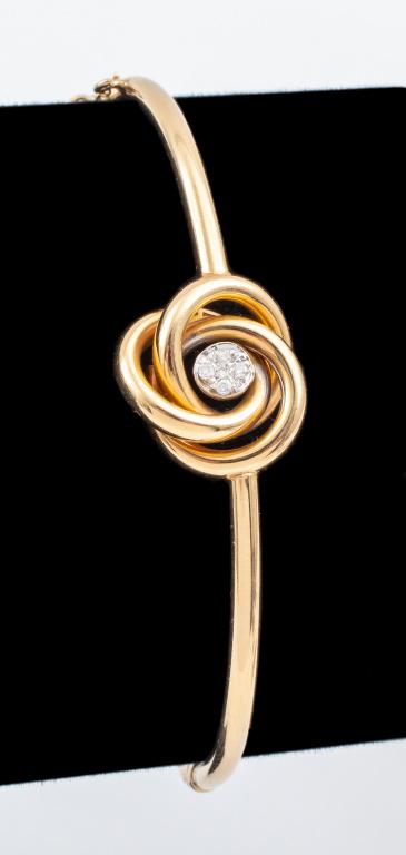 14K Yellow Gold & Diamond Hinged Bangle (1 of 5)