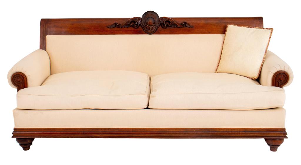 Carved Mahogany Upholstered Sofa (1 of 13)
