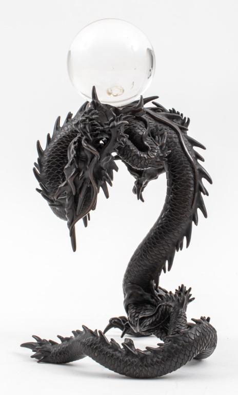Japanese Bronze Dragon & Crystal Pearl Sculpture (1 of 11)