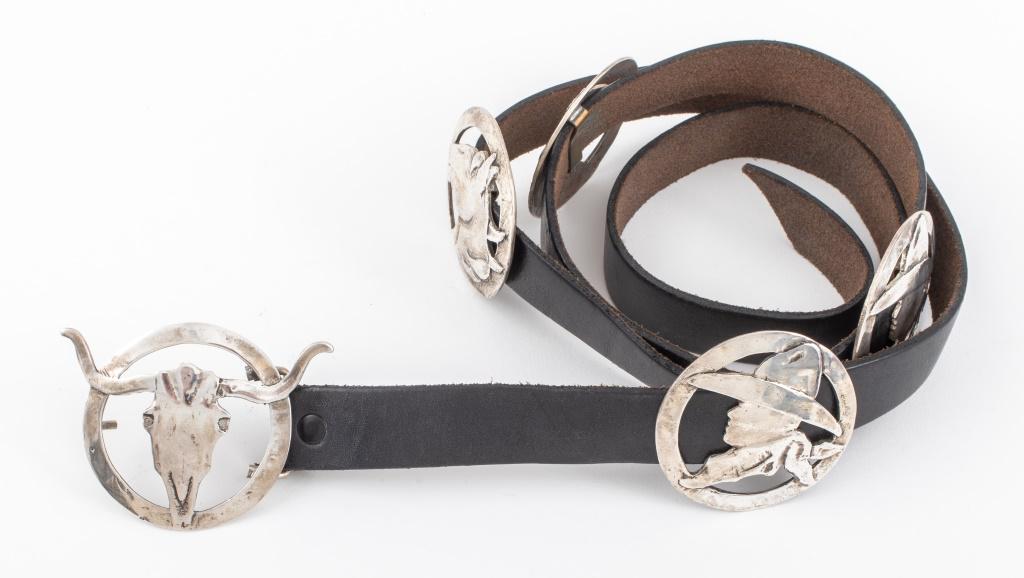 Signed Sterling Silver Mounted Leather Belt (1 of 10)