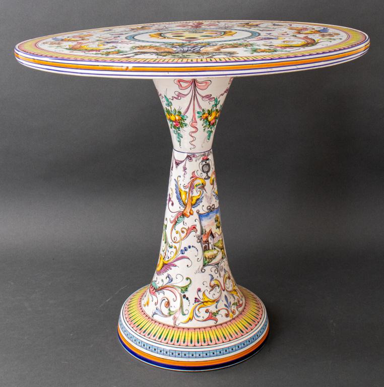 Italian Glazed Ceramic Side Table / Gueridon (1 of 9)