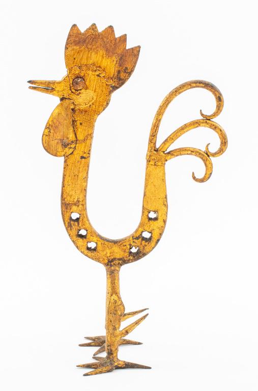 Folk Art Gilt Iron Horseshoe Rooster Sculpture (1 of 10)