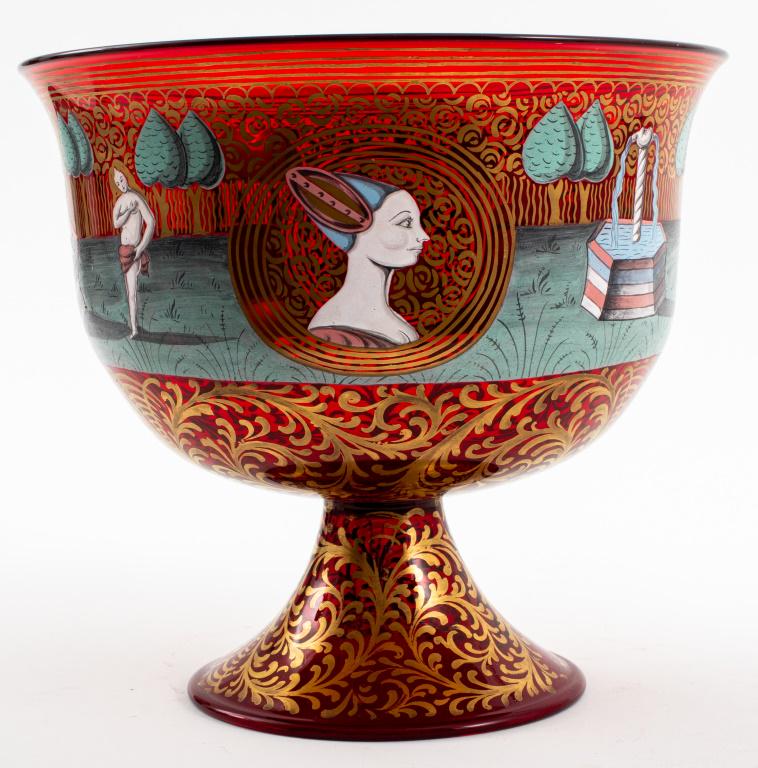 Barovier Murano Parcel Gilt & Enamel Glass Compote (1 of 10)