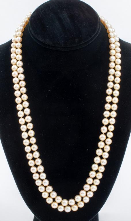Double Strand Cultured Pearls & 14K Diamond Clasp (1 of 4)