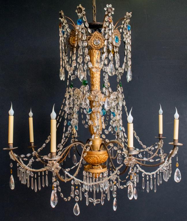 North Italian Clear & Colored Glass Chandelier (1 of 9)