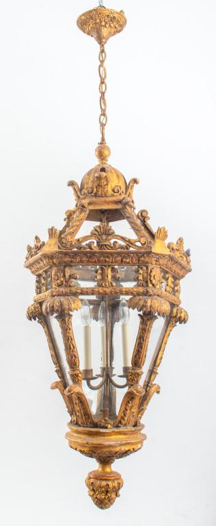 Italian Neoclassical Giltwood Lantern Chandelier (1 of 11)