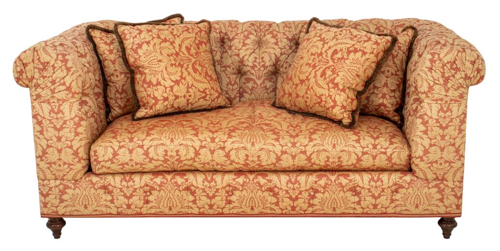 George Smith Attr. Linen Brocade Upholstered Sofa (1 of 9)