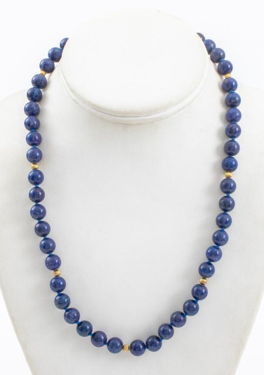 14K Yellow Gold Lapis Bead Necklace (1 of 6)